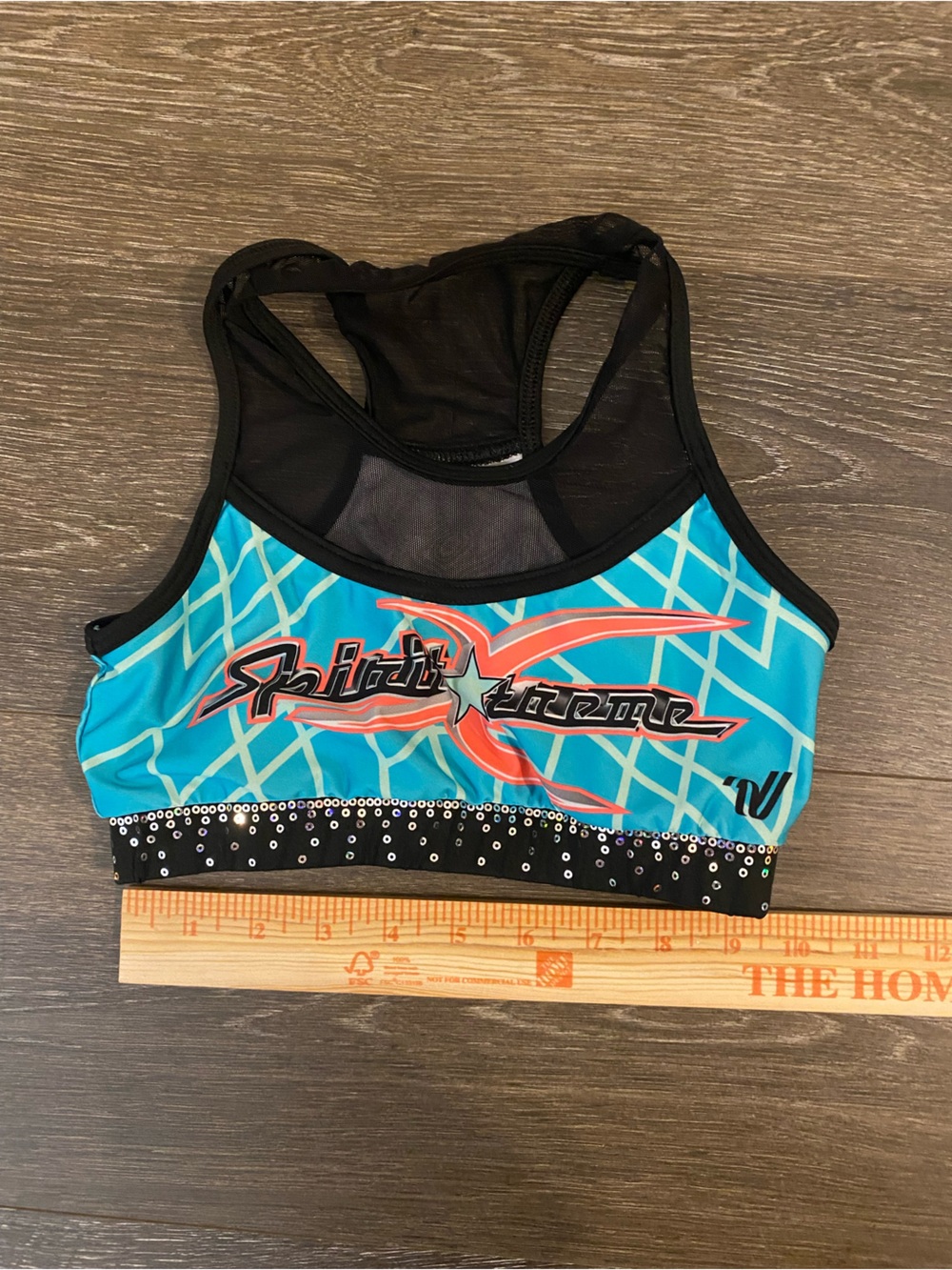 Teal and Black Spirit Xtreme cheer sports bra